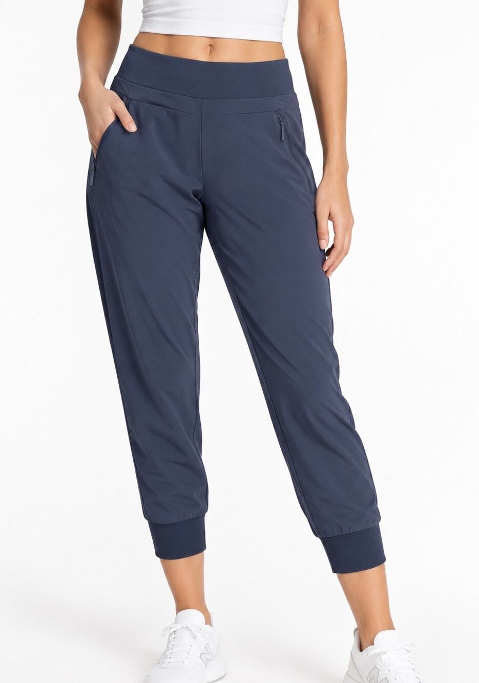 Athleta Soho Cropped Jogger Pants Navy Blue Petite 6P Featherweight Stretch